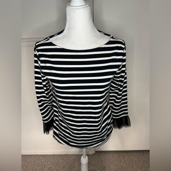 J. Crew Black and White Boxy Striped Blouse size XS - Picture 2 of 9